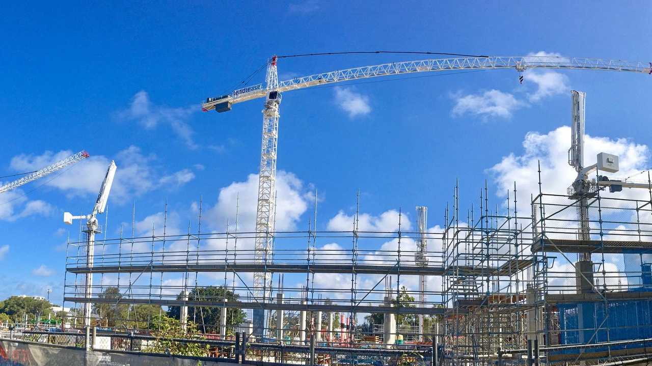 CHANGING LANDSCAPE: Cranes dot the skyline for the $400million expansion of the Sunshine Plaza shopping centre at Maroochydore. Picture: Erle Levey