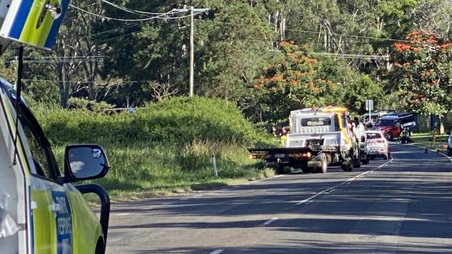 Emergency services on scene of a serious head-on crash at Glenview. Picture: Natalie Wynne