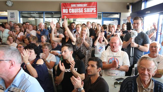 People at the meeting in the Yarra Bay Skiff Club on Sunday. Picture: David Swift