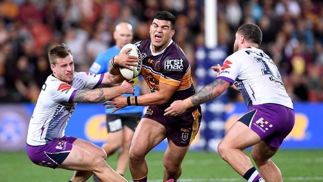 Young star David Fifita had a tough night against Melbourne. Picture: Bradley Kanaris