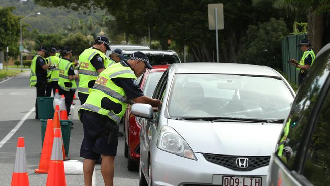 Gold Coast police  undertaking operation Quebec Blue Strike to crack down on drink and drug-affected driving on the Coast today at Currumbin. Picture Glenn Hampson