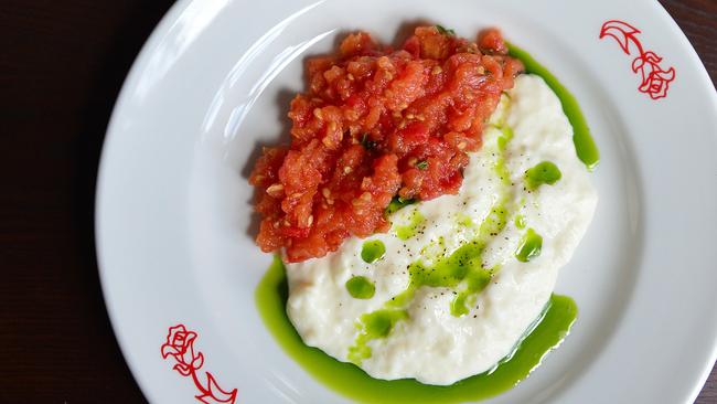 Cool curds are the way - stratchiatella with tomato and white bread hot from the oven