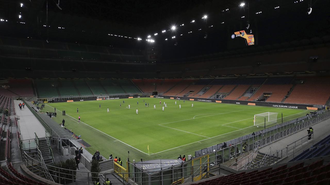 Milan’s San Siro stadium was empty for Inter Milan’s Europa League clash against Ludogorets last week. Picture: AP