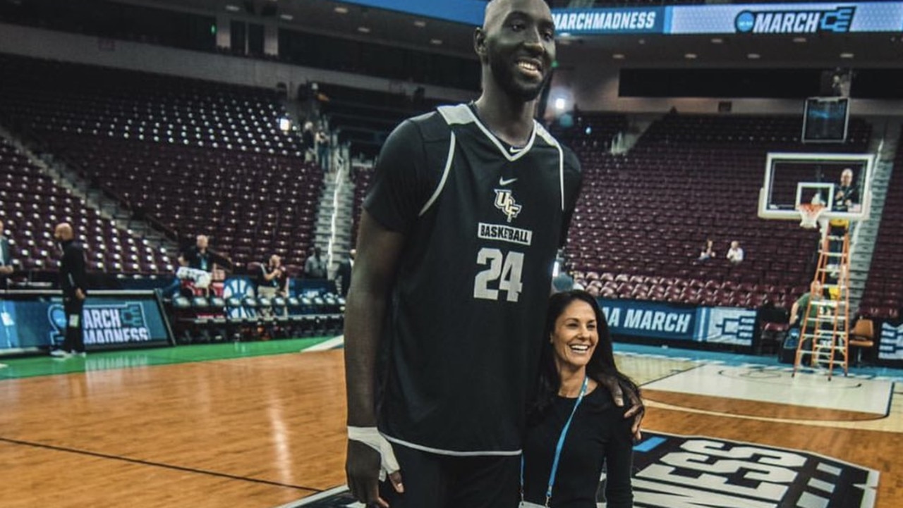 NCAA March Madness Tacko Fall photo with Tracy Wolfson