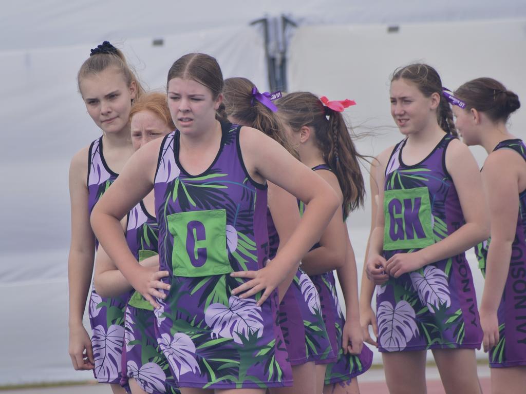 On court at the Cap Coast Junior Netball Carnival at the Barmaryee Multi Sports Precinct, Yeppoon, on August 11, 2024. Photo: Pam McKay