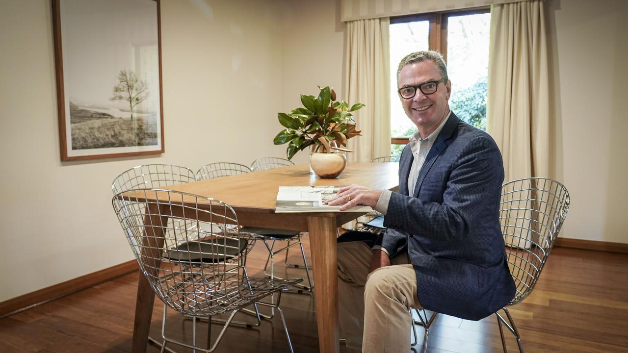 Christopher Pyne in his Wattle Park family home, which has just been listed for sale. PICTURE: AAP/MIKE BURON