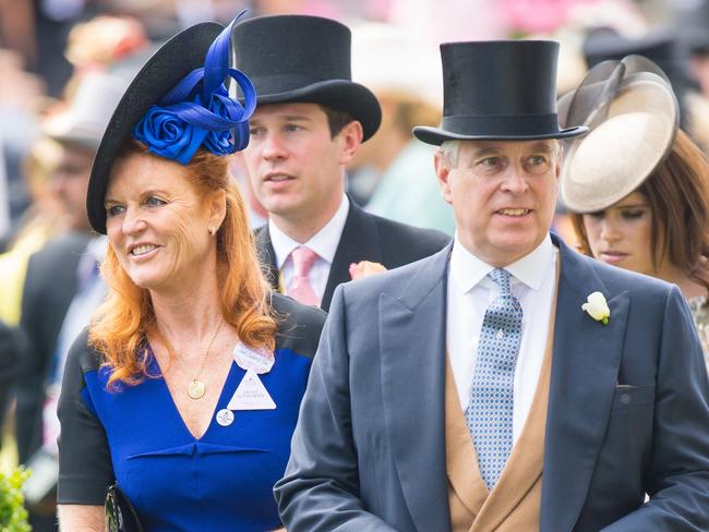 Sarah Ferguson (left) and Prince Andrew, Duke of York during day four of the 2015 Royal Ascot Meeting at Ascot Racecourse, Berkshire.. Picture date: Friday June 19, 2015. See PA story RACING Ascot. Photo credit should read: Dominic Lipinski/PA Wire. RESTRICTIONS: Use subject to restrictions. Editorial use only, no commercial or promotional use. No private sales. Call +44 (0)1158 447447 for further information