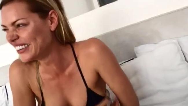 Sophie Monk can’t contain herself after filming the video. Picture: Instagram.