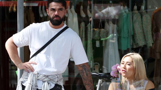 Adrian Araouzou and Awhina Rutene in Sydney’s Double Bay while filming a date for the television show. Picture: Matrix Media Group