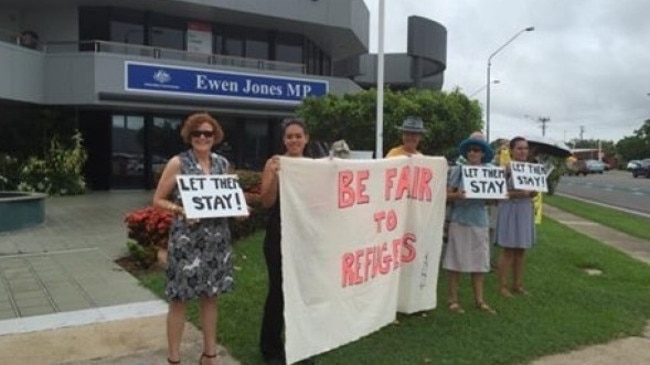 Cathy O’Toole protests against the treatment of asylum seekers in February 2016.