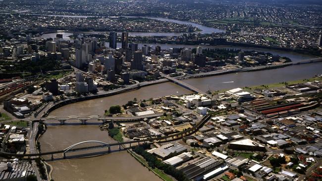 The South Brisbane and Brisbane City skyline in 1986 - before the development explosion following Expo 88. Picture: Brisbane City Council