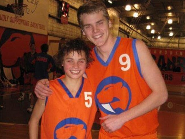 Karl Amon and Jack Watts in their junior basketball days at the Sandringham Sabres. Picture: Supplied.