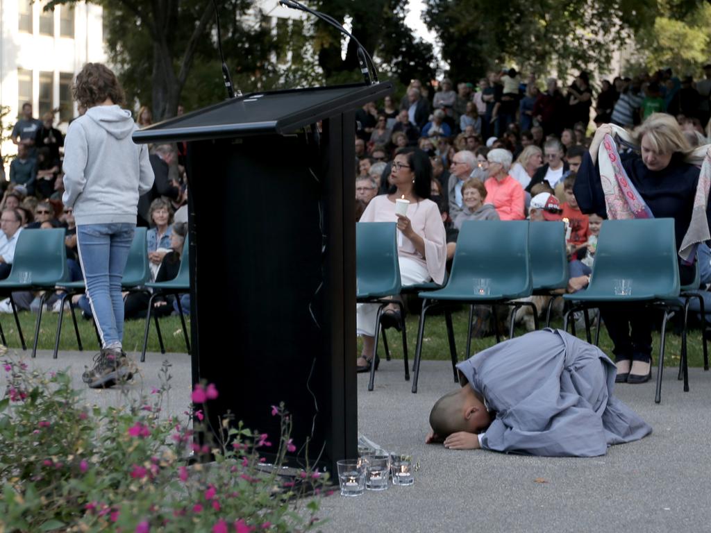 Hobart's vigil for Christchurch at Franklin Square. Picture: PATRICK GEE