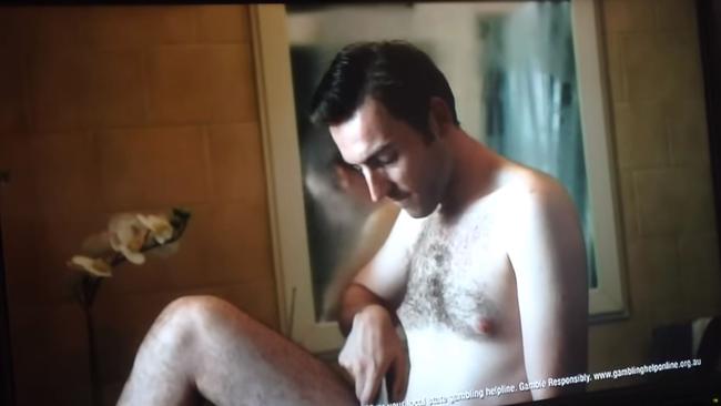 A screengrab from a Sportsbet advertisement which crossed the line due to its theme of “manscaping”.