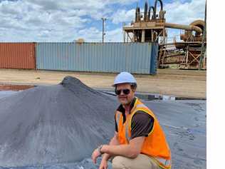 Melior Resources chief executive Mark McCauley with the first ilmenite production. Picture: Contributed