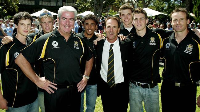 Sorry Tiger fans, we have to run this photo again of a barbecue at president Clinton Casey’s house the day after the 2004 draft. From left: Danny Meyer, Brett Deledio, Casey, Richard Tambling, coach Terry Wallace, Adam Pattinson, Dean Limbach and Mark Graham.