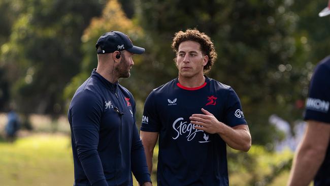 Wallabies convert Mark Nawaqanitawase completed his first training session with the Sydney Roosters on Saturday. Credit: Supplied.