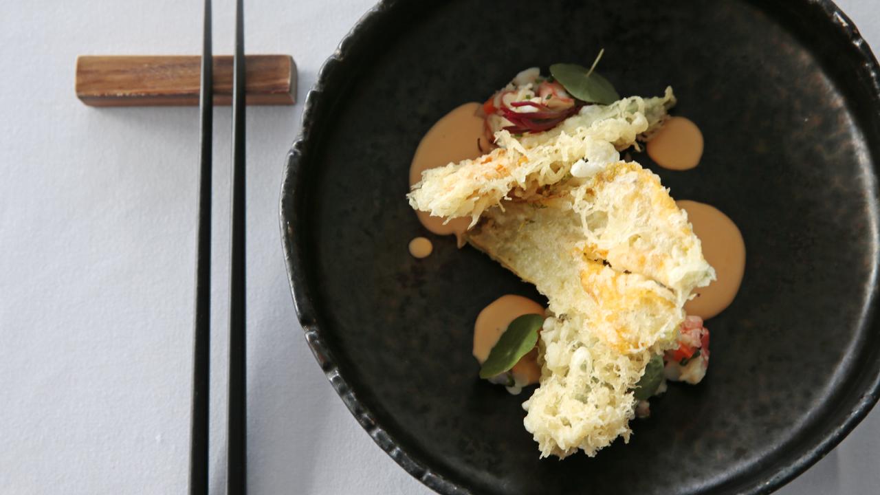 The Tempura Zucchini Flower Dish at Wasabi Noosa. Picture: Lachie Millard