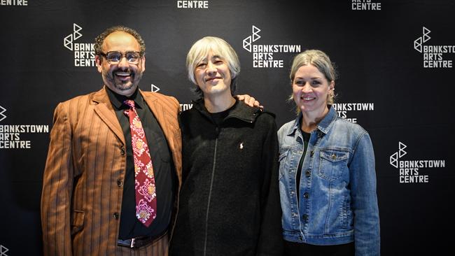 Film Director Jonathan Sequeira (left) and Hard-Ons band member Ray Ahn (middle) at the premier of the documentary 'The Most Australian Band Ever!' at The Dendy in Newtown. Picture: Supplied