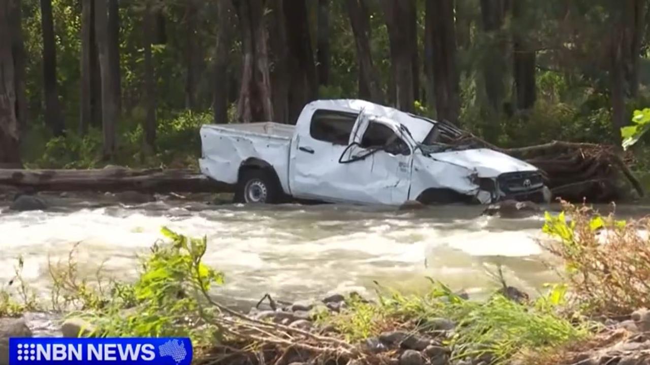 Mr Strickland's ute was found washed 400m downstream. Picture: NBN News.