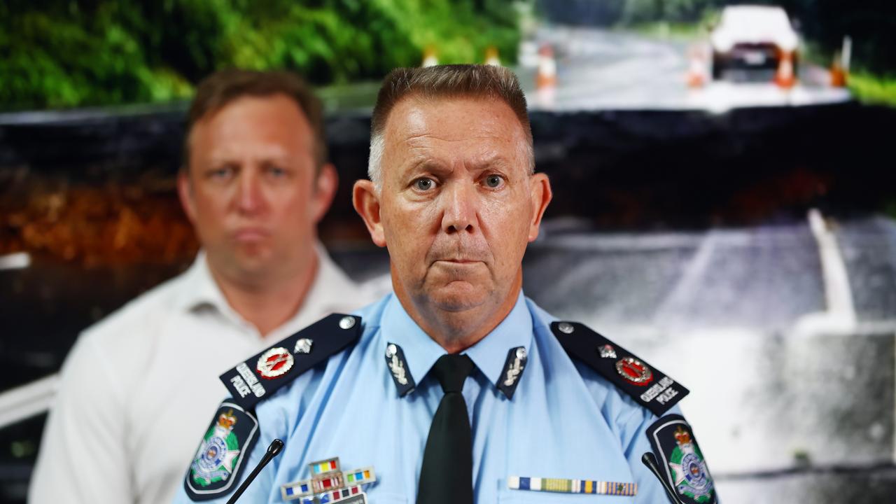 Police Deputy Commissioner Shane Chelepy talks to media at the Disaster Management Press Conference at QFES headquarters in Kedron. Picture Lachie Millard