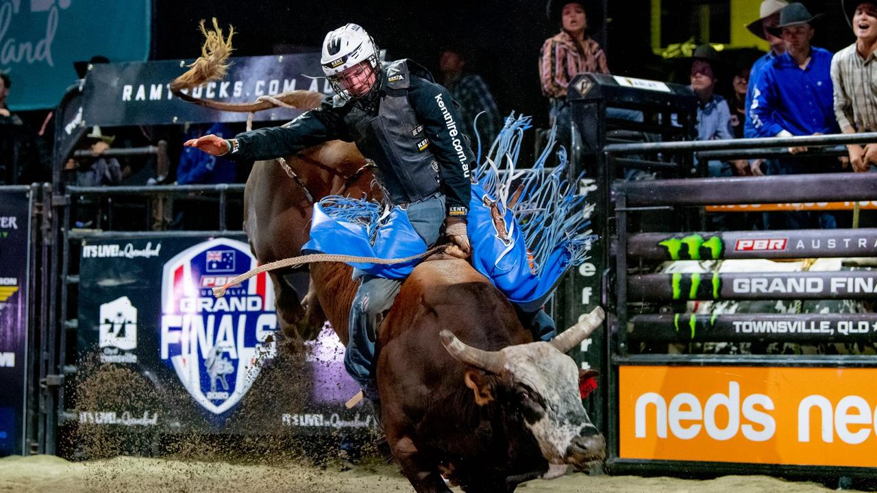 Clermont's Aaron Kleier on his way to winning a history making third consecutive PBR Australia championship in 2021.