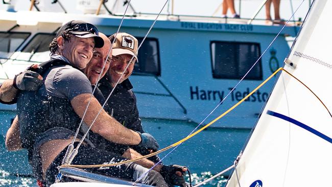 The winners of the world Etchells. Graeme Turner, James Mayo, Ben Lamb. Picture: Nic Douglass