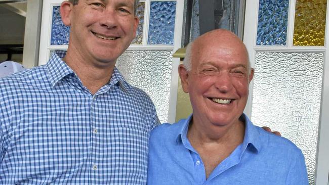 Rattler First Run - Saturday October 6, 2018. Gympie mayor Mick Curran with Chairman of the Rattler Ian McNichol. Picture: Donna Jones