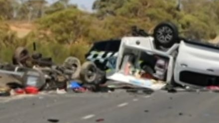 Four people have been hospitalised with one in a critical condition after a serious crash at Stockyard Plain in the Riverland.Picture: 7NEWS