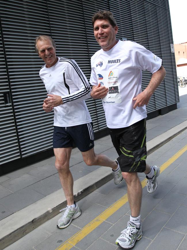 Graham Cornes with Greg Moulton while training for the New York marathon.