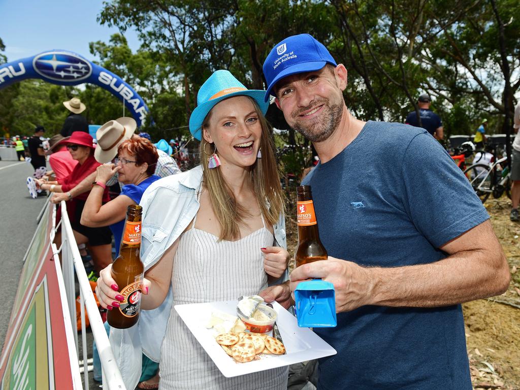 Mariette Morris and Brad McCloud get a taste for Stage 5 of the TDU. Picture: Tom Huntley