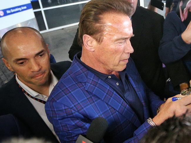 Korras flanked Schwarzenegger on many of his Melbourne tours.