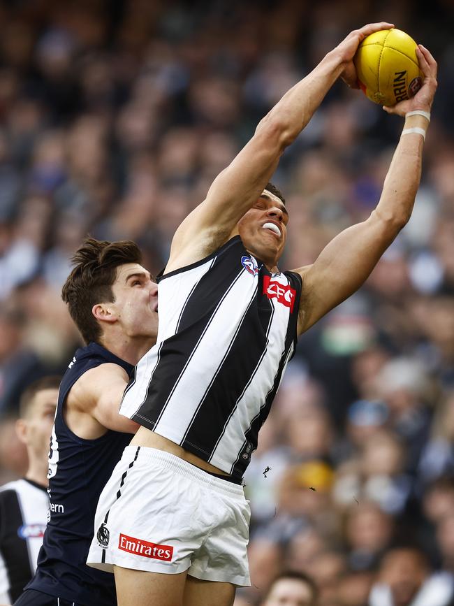 Magpie Ash Johnson was impressive in his own right. Picture: Daniel Pockett/Getty Images