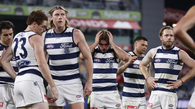 Geelong have lost two in a row after their unbeaten start. (Photo by Darrian Traynor/Getty Images)