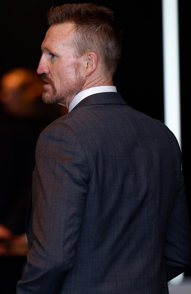 Nathan Buckley is seen during Robert Walls Funeral Service. Picture: Getty