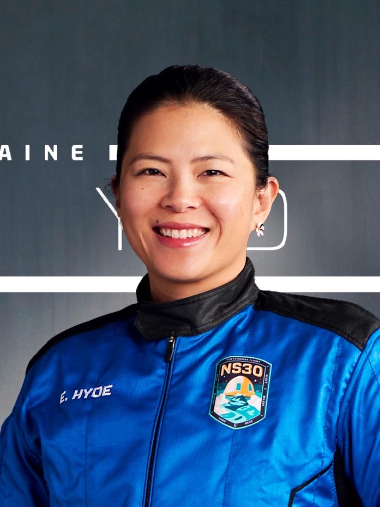 Australian-educated physicist Elaine Chia Hyde was among six passengers who went into space aboard Jeff Bezos’ Blue Origin rocket. Picture: supplied