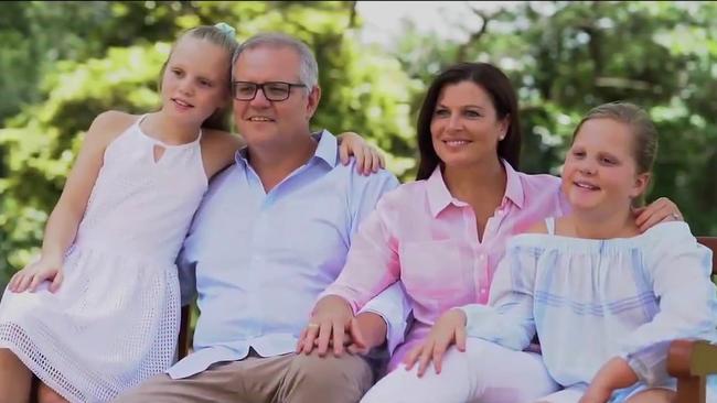 Scott Morrison and his family on their campaign video. Picture; Twitter. 