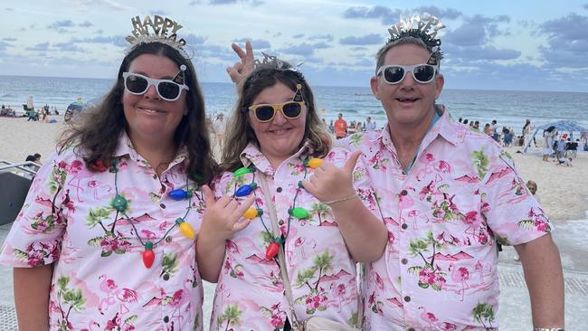 Steven Gaydon, Angela and Lakeisha Staples travelled from Brisbane to celebrate New Years Eve.