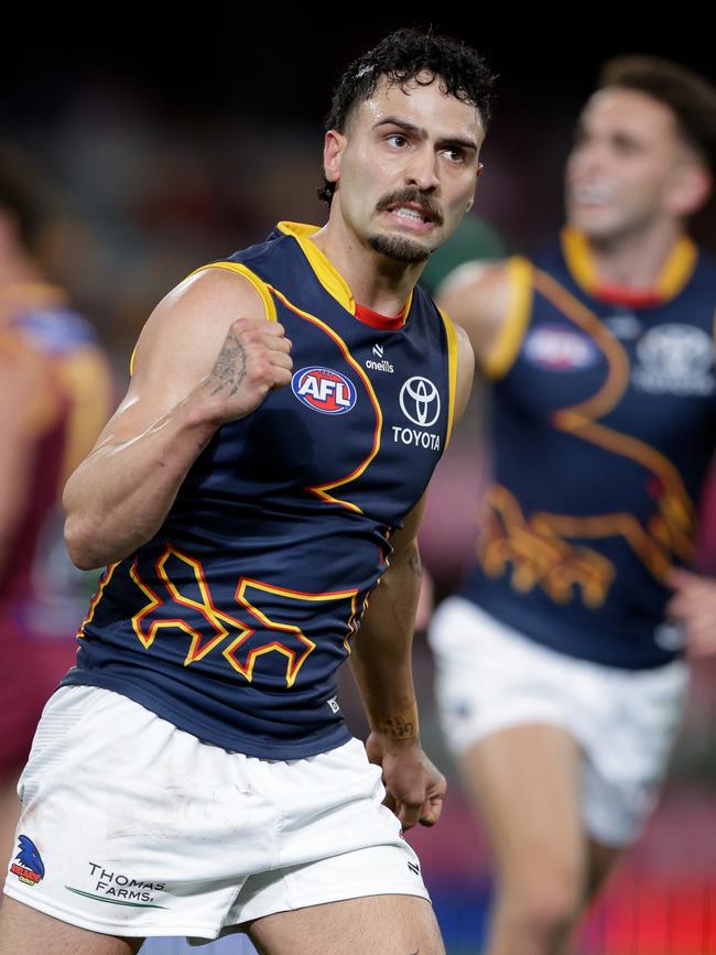 Rankine after kicking a goal against the Lions. Picture: Russell Freeman/AFL Photos via Getty Images