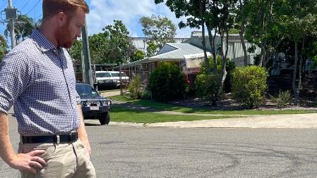 Division 11 Gold Coast candidate Joe Wilkinson checking out hooning – burn out marks on the road – in industrial estates on the Gold Coast.