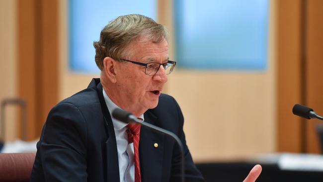 Infectious Diseases physician and microbiologist Dr Peter Collignon at the Senate Inquiry into COVID-19 at Parliament House in Canberra in 2020. Picture: AAP Image/Mick Tsikas