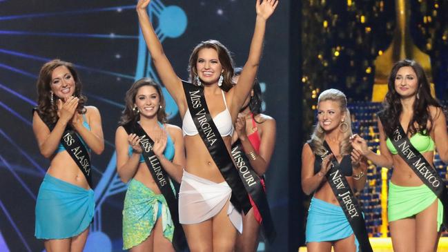 Miss Virginia 2017 Cecili Weber participates in the swimsuit challenge during the 2018 Miss America Competition Show. Picture: Getty Images.