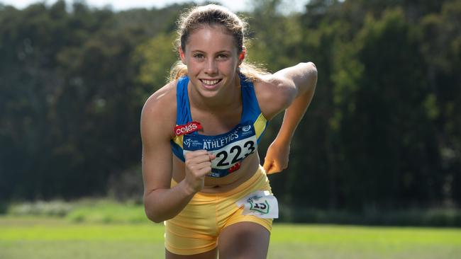 Sophie Ferenczi at McKay Sports Ground at Centennial Park. Sophie is the 15s state champion in the 3000m and a nominee for Local Sports Stars. Picture: Monique Harmer