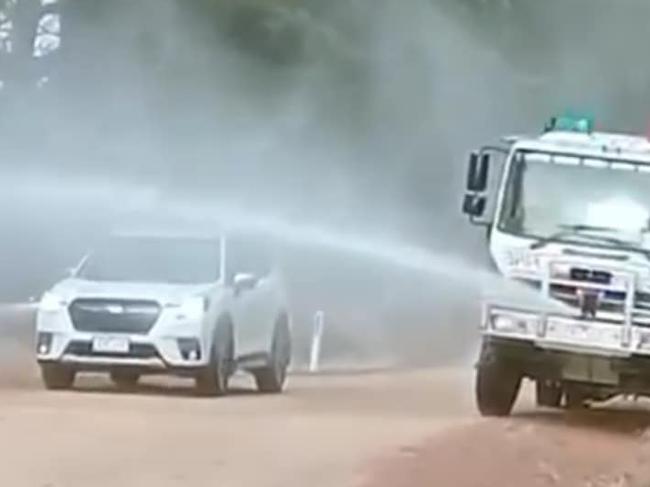 Premier Jacinta Allan received a wet and wild welcome to Camperdown/