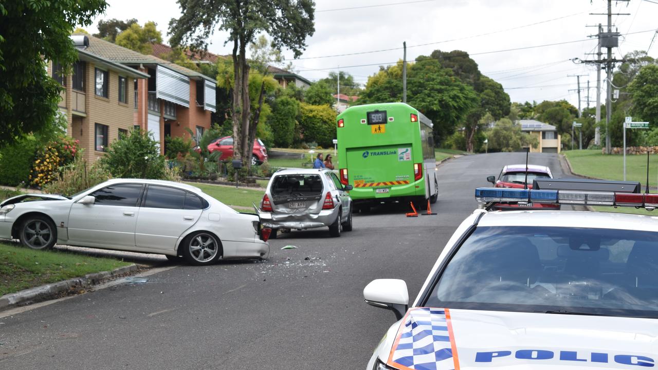 Bus hits two parked cars at Bundamba, Ipswich | The Courier Mail