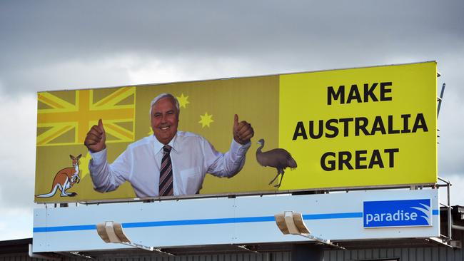 Clive Palmer’s United Australia Party billboard is part of the $7 million advertising blitz being staging ahead of the federal elections.  Picture: Zak Simmonds