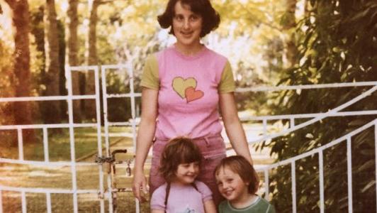 Marion Barter and her two children Sally and Owen.