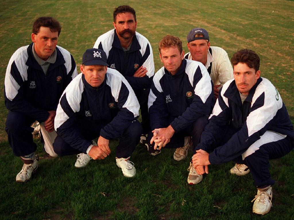 Victorian cricketers Shane Warne, Dean Jones, Tony Dodemaide, Paul Reiffel, Damien Fleming and Merv Hughes.