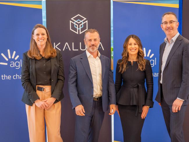 (L-R) Melissa Gander, Chief Executive of Kaluza, Stephen Fitzpatrick Founder of OVO Energy and Kaluza, Jo Egan Chief Customer Officer, AGL and Damien Nicks Chief Executive of AGL. Picture:  Giles Campbell-Wright / AGL
