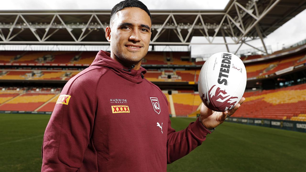 Valentine Holmes is ready to go for the Maroons. Picture: Josh Woning